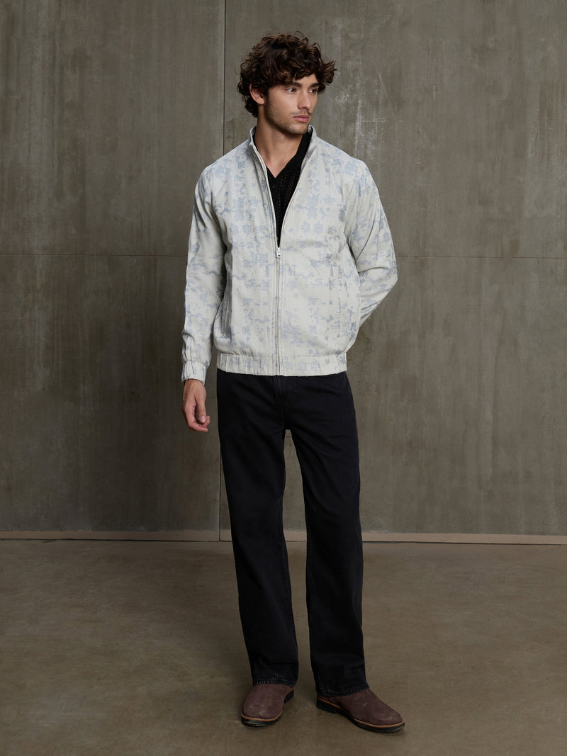 Cahoot Men's Off-White Floral Jacquard Harrington Jacket With Lining - view 5