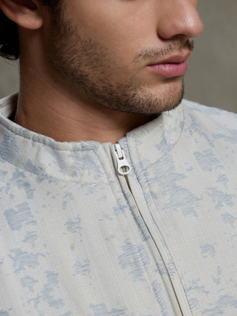 Cahoot Men's Off-White Floral Jacquard Harrington Jacket With Lining - view 7