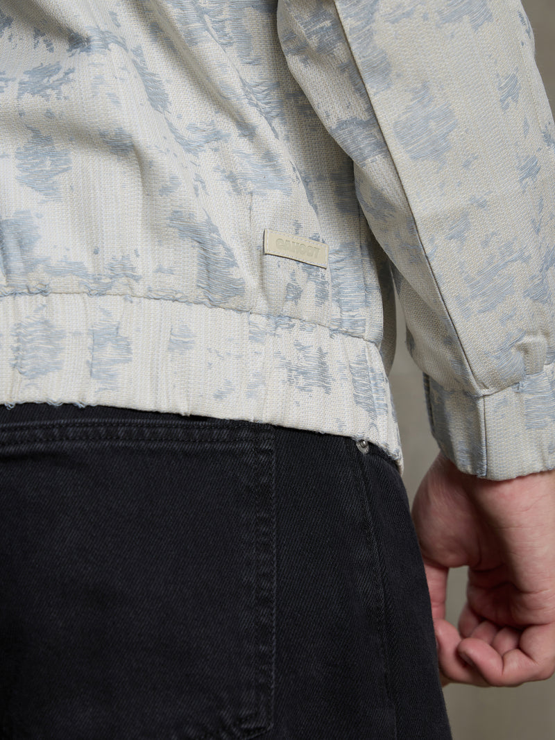 Cahoot Men's Off-White Floral Jacquard Harrington Jacket With Lining - view 8