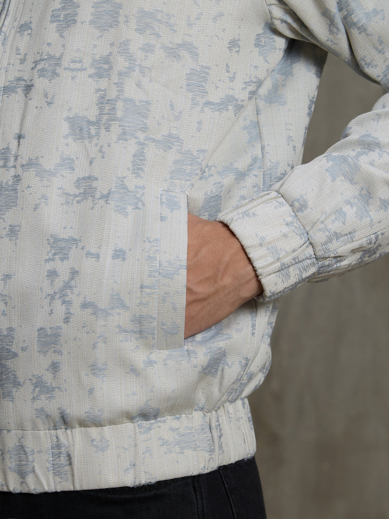 Cahoot Men's Off-White Floral Jacquard Harrington Jacket With Lining - view 9