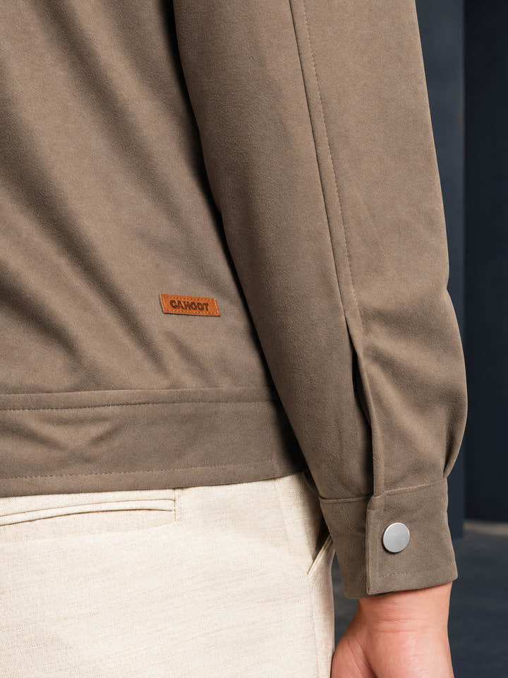 Cahoot Men's Coffee Brown Suede-Finish Coach Jacket With Lining - view 10