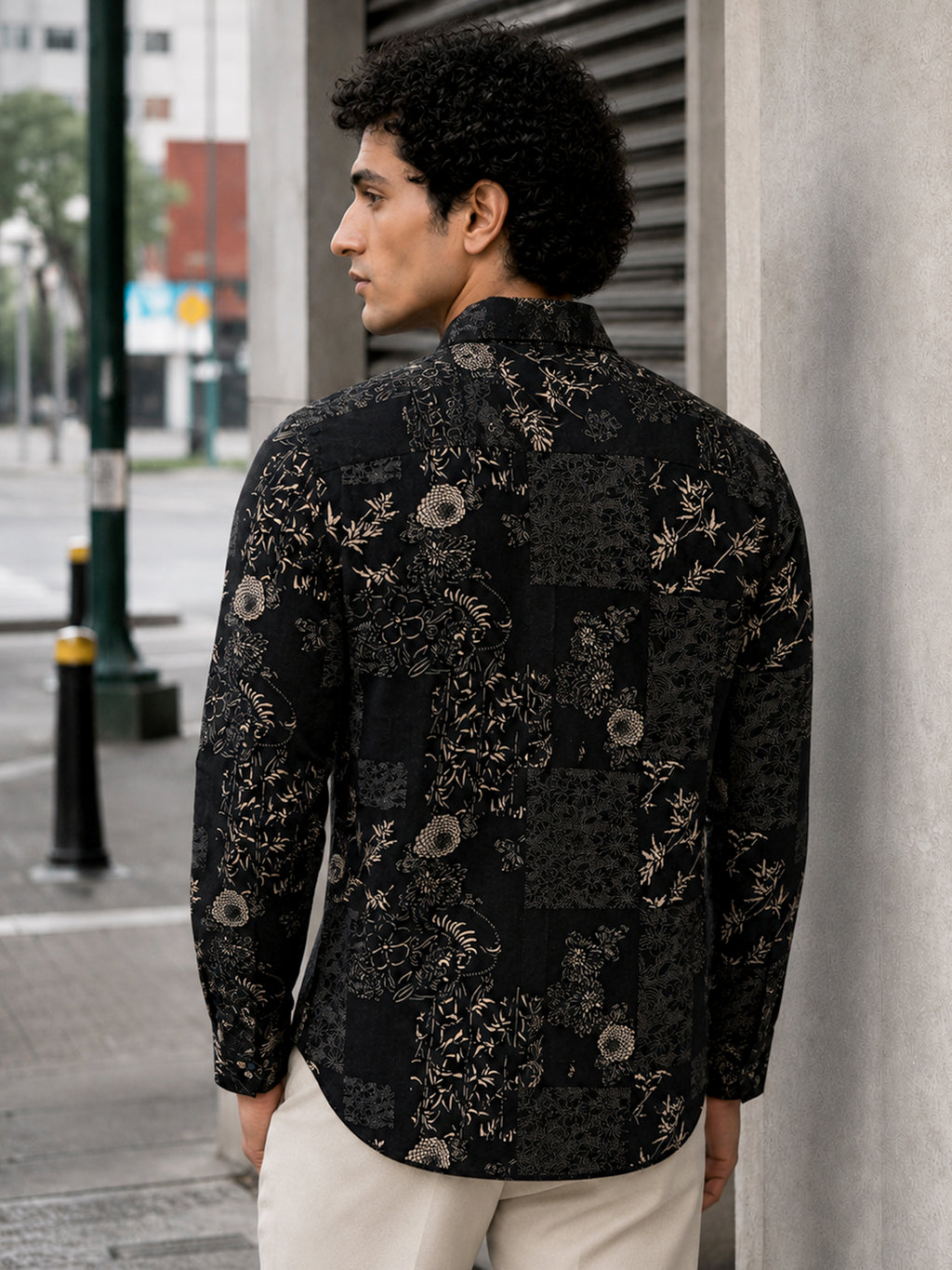 CAHOOT Men's Black Floral Printed Cotton Regular Fit Shirt - view 3