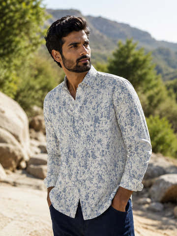 Botanical Printed Cotton Regular Fit Shirt