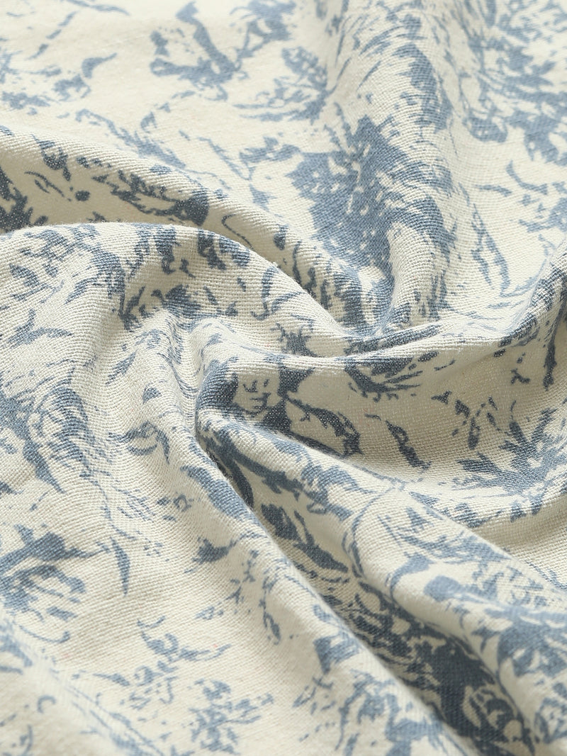 CAHOOT Men's Off-White Botanical Printed Cotton Mandarin Collar Shirt - view 7