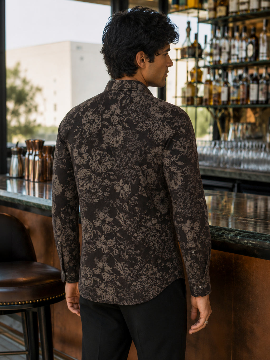 CAHOOT Men's Brown Botanical Printed Cotton Regular Fit Shirt - view 3