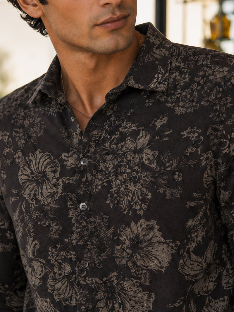 CAHOOT Men's Brown Botanical Printed Cotton Regular Fit Shirt - view 5