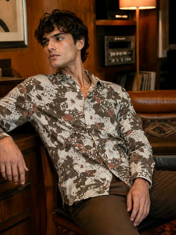 Floral Printed Cotton Regular Fit Shirt