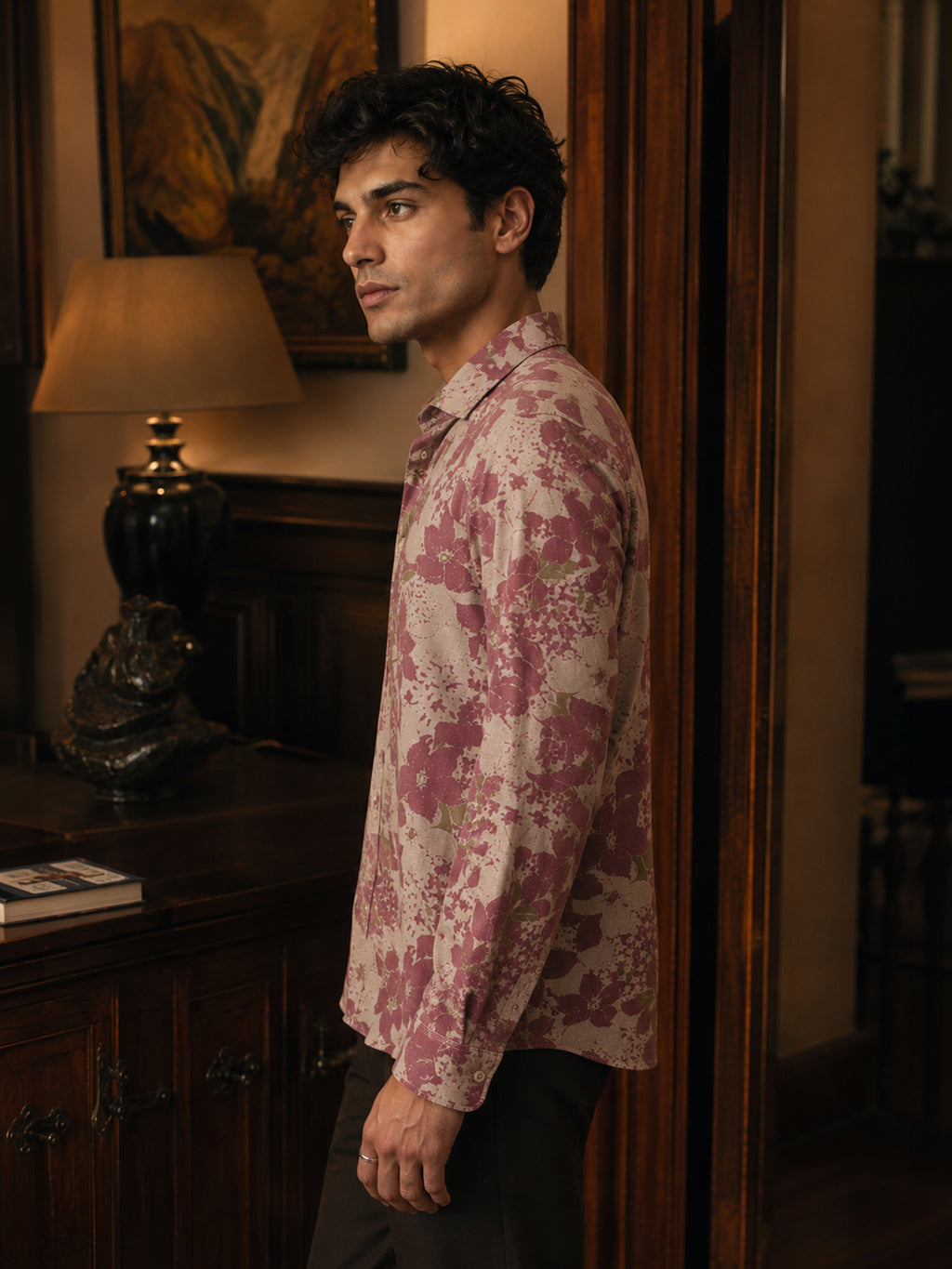 CAHOOT Men's Pink Floral Printed Cotton Regular Fit Shirt - view 2