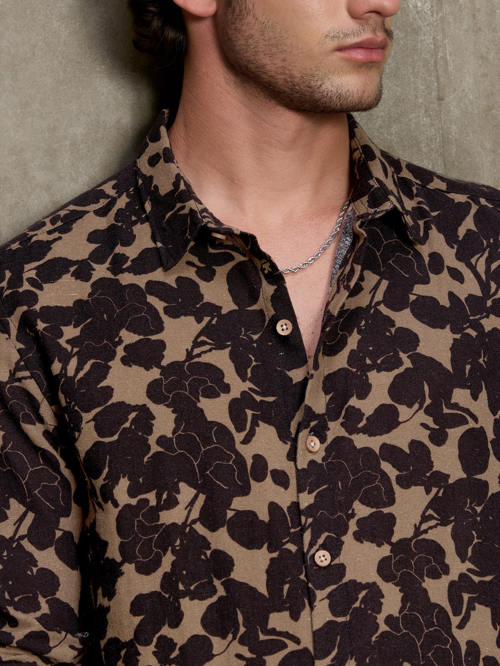 Cahoot Men's Brown & Black Floral Printed Cotton Shirt - view 7