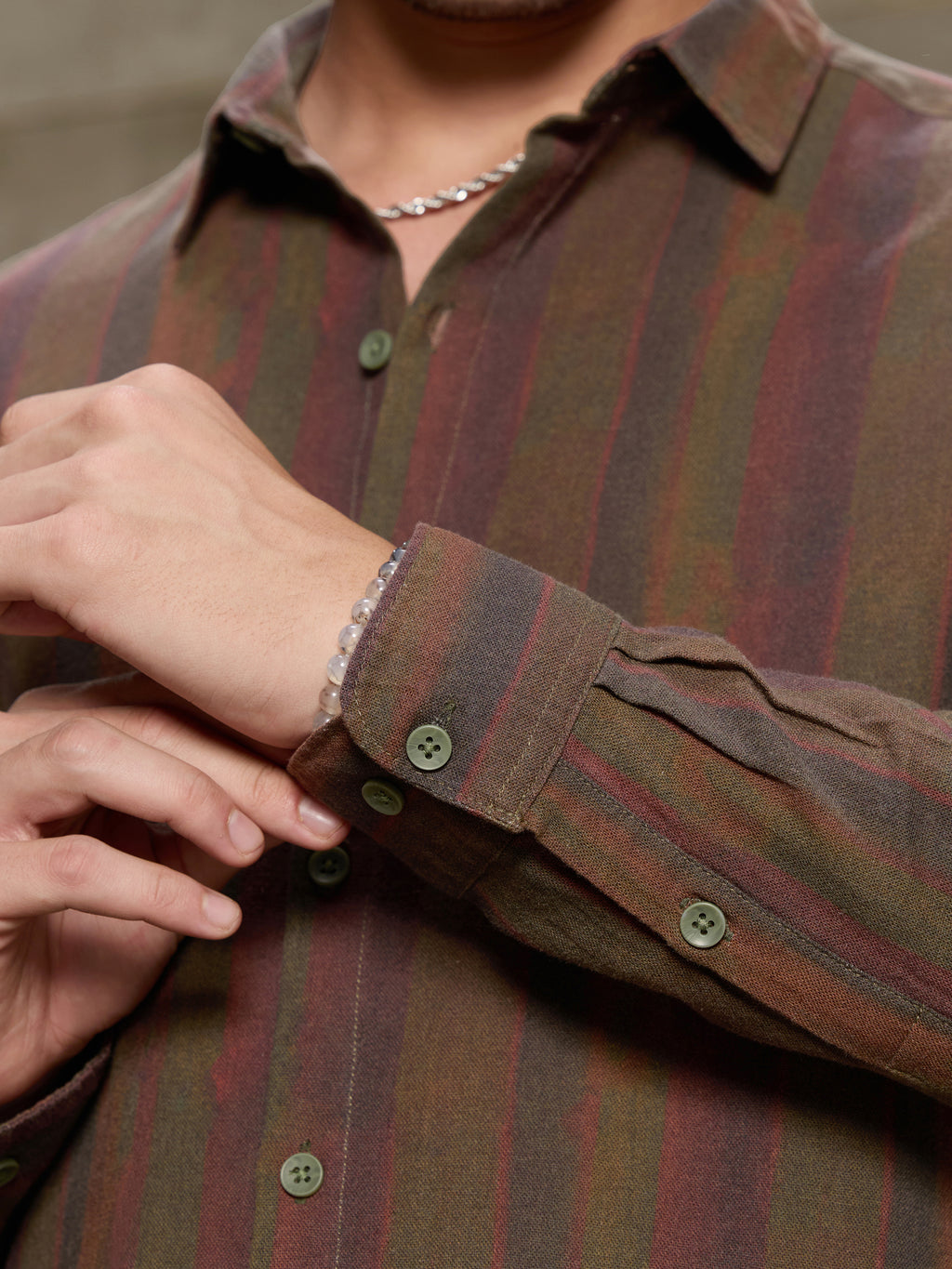 Cahoot Men's Brown Abstract Striped Printed Cotton Shirt - view 6