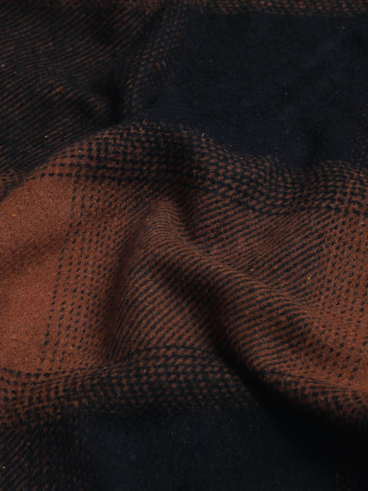 Rust Brown & Black Check Flannel Overshirt
