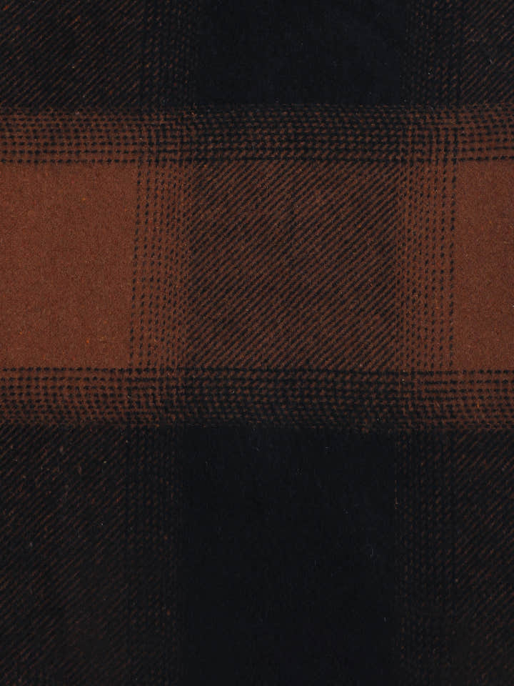 Rust Brown & Black Check Flannel Overshirt