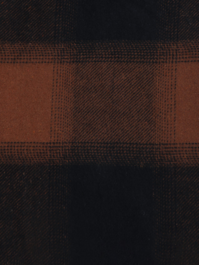 Rust Brown & Black Check Flannel Overshirt