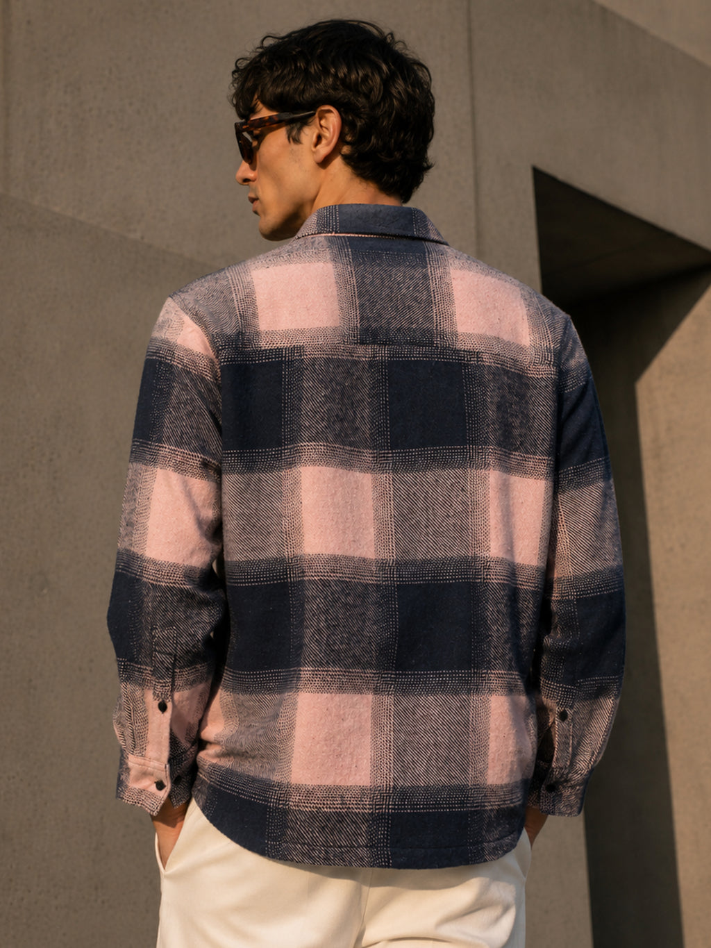 Pink & Navy Check Flannel Overshirt