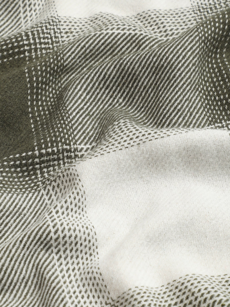 Sage Grey & Off-White Check Flannel Overshirt