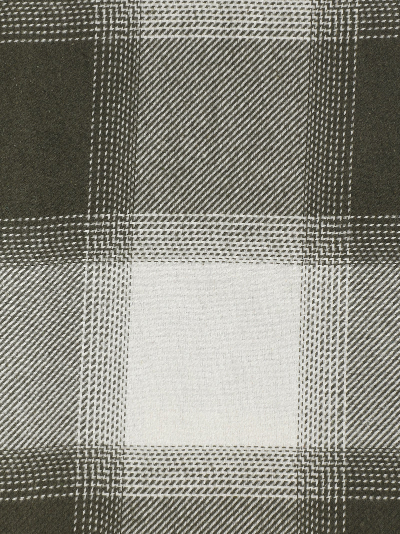 Sage Grey & Off-White Check Flannel Overshirt