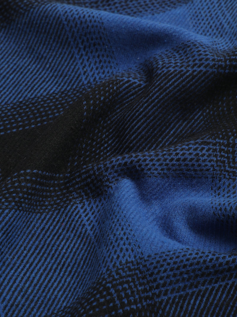Royal Blue & Black Check Flannel Overshirt