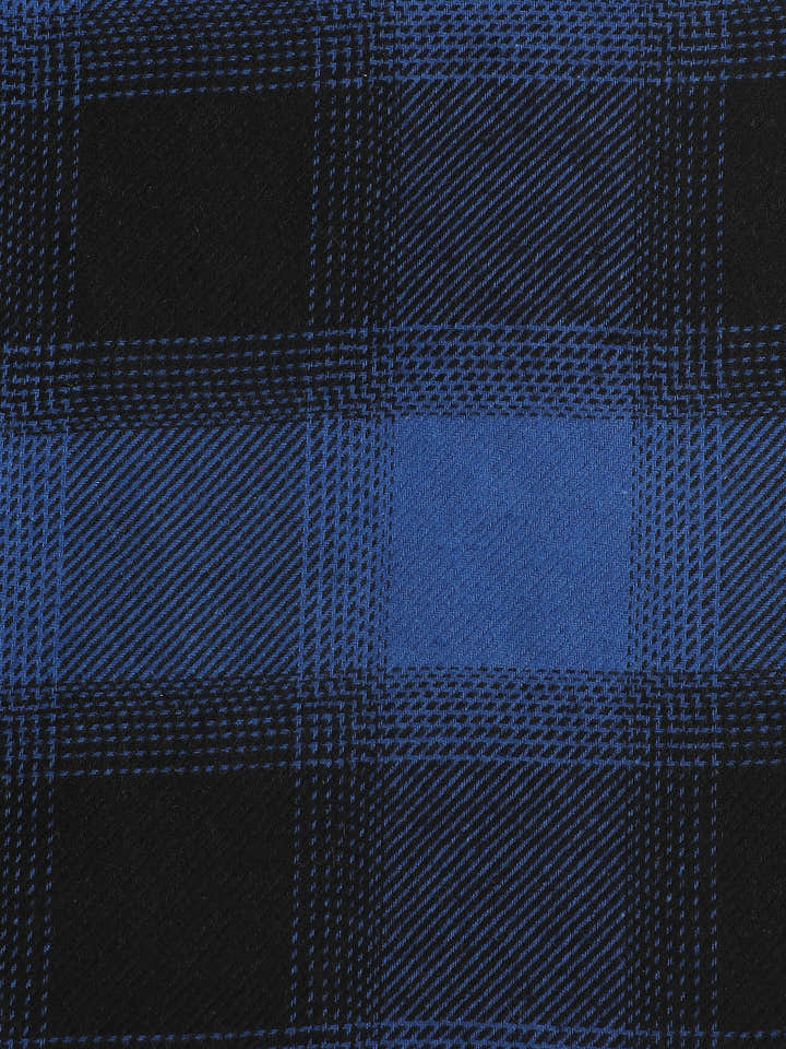 Royal Blue & Black Check Flannel Overshirt