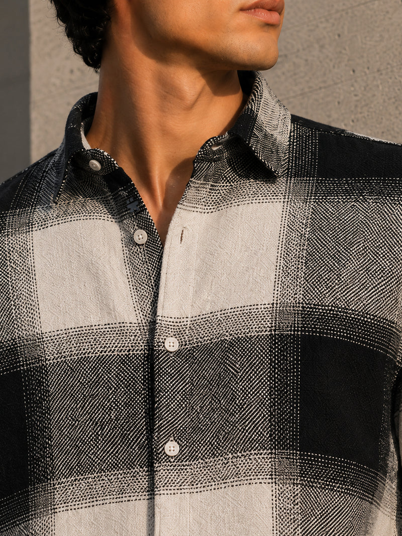 Grey & White Check Flannel Overshirt