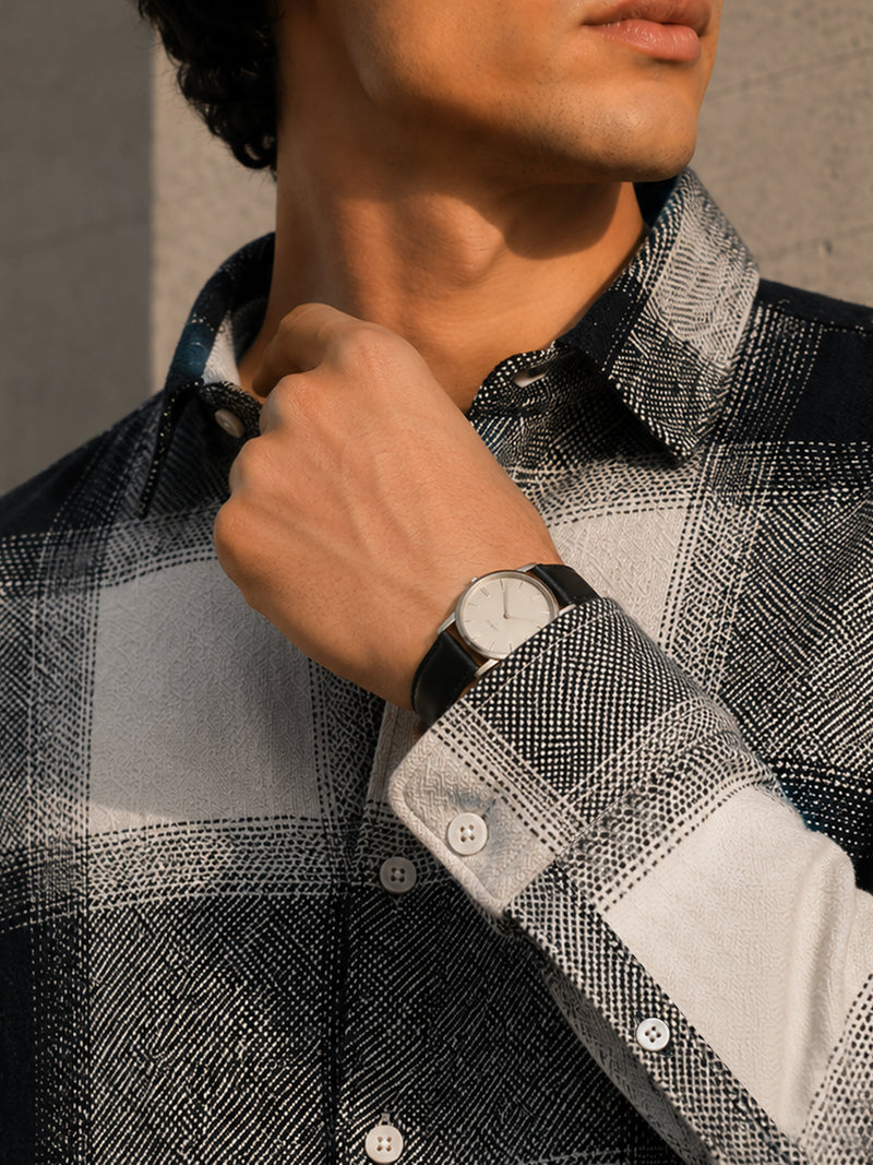 Grey & White Check Flannel Overshirt