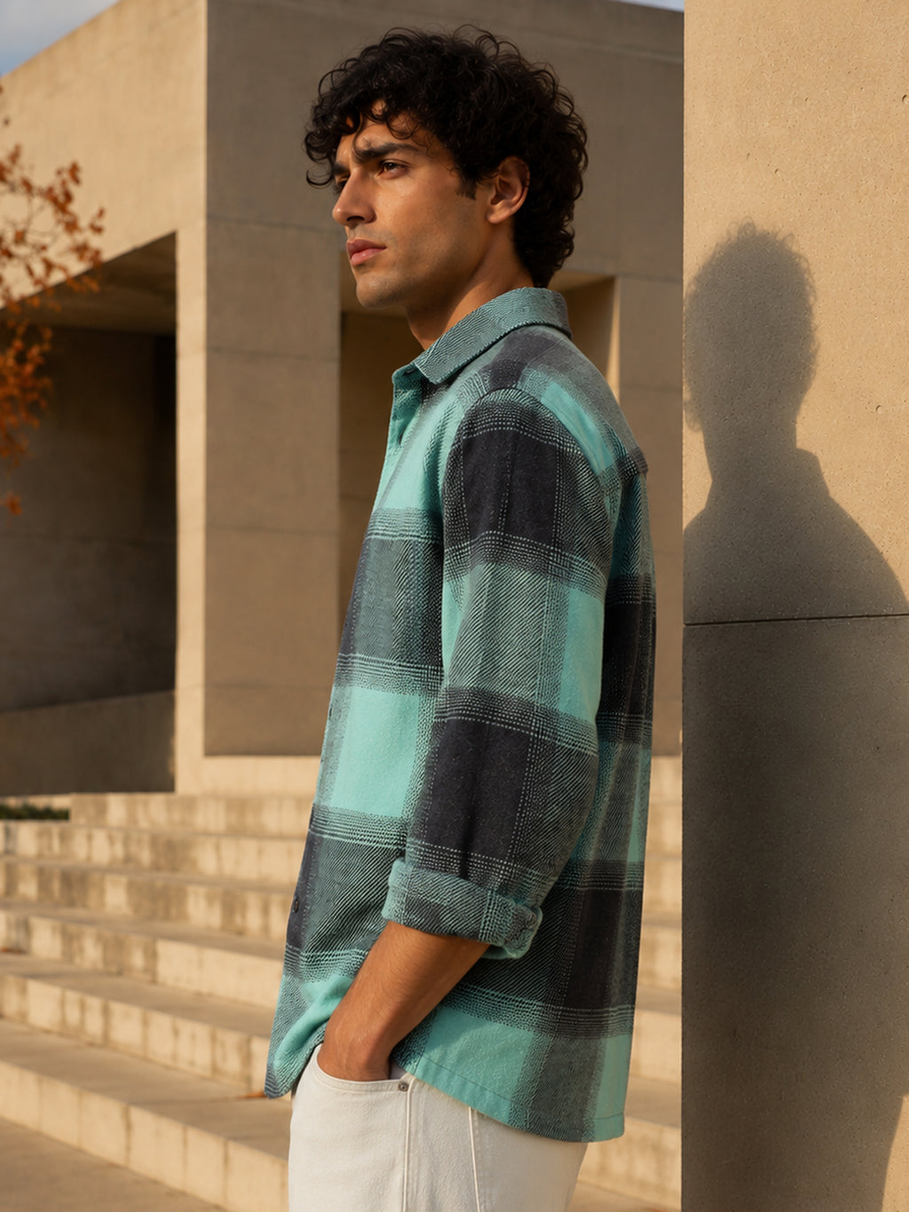Mint & Charcoal Check Flannel Overshirt