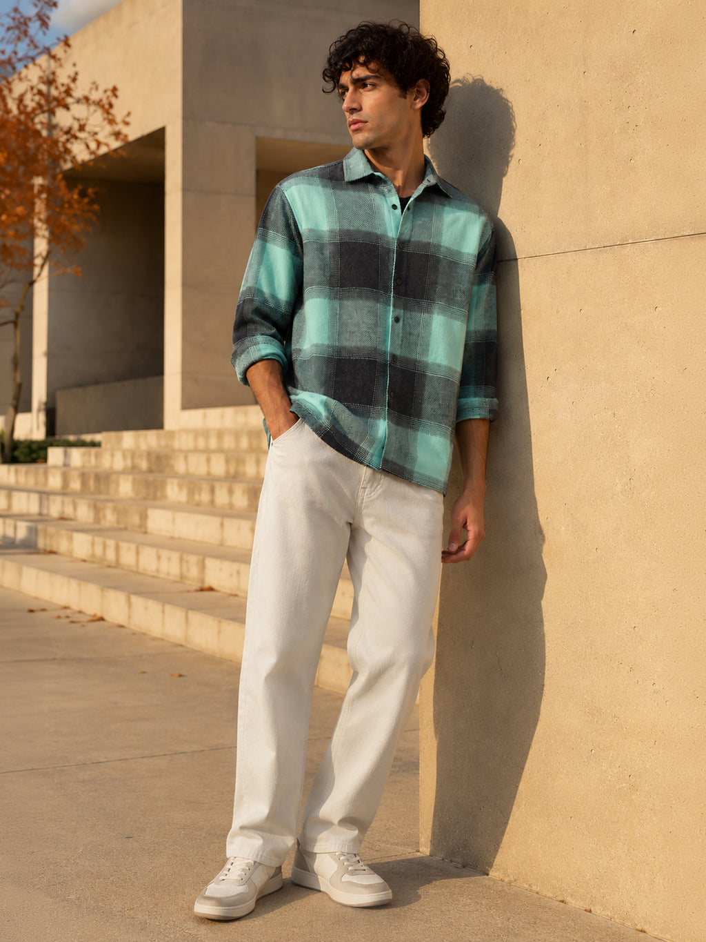 Mint & Charcoal Check Flannel Overshirt