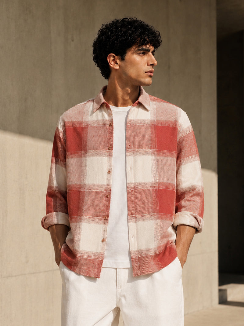 Rose & Off-White Check Flannel Overshirt