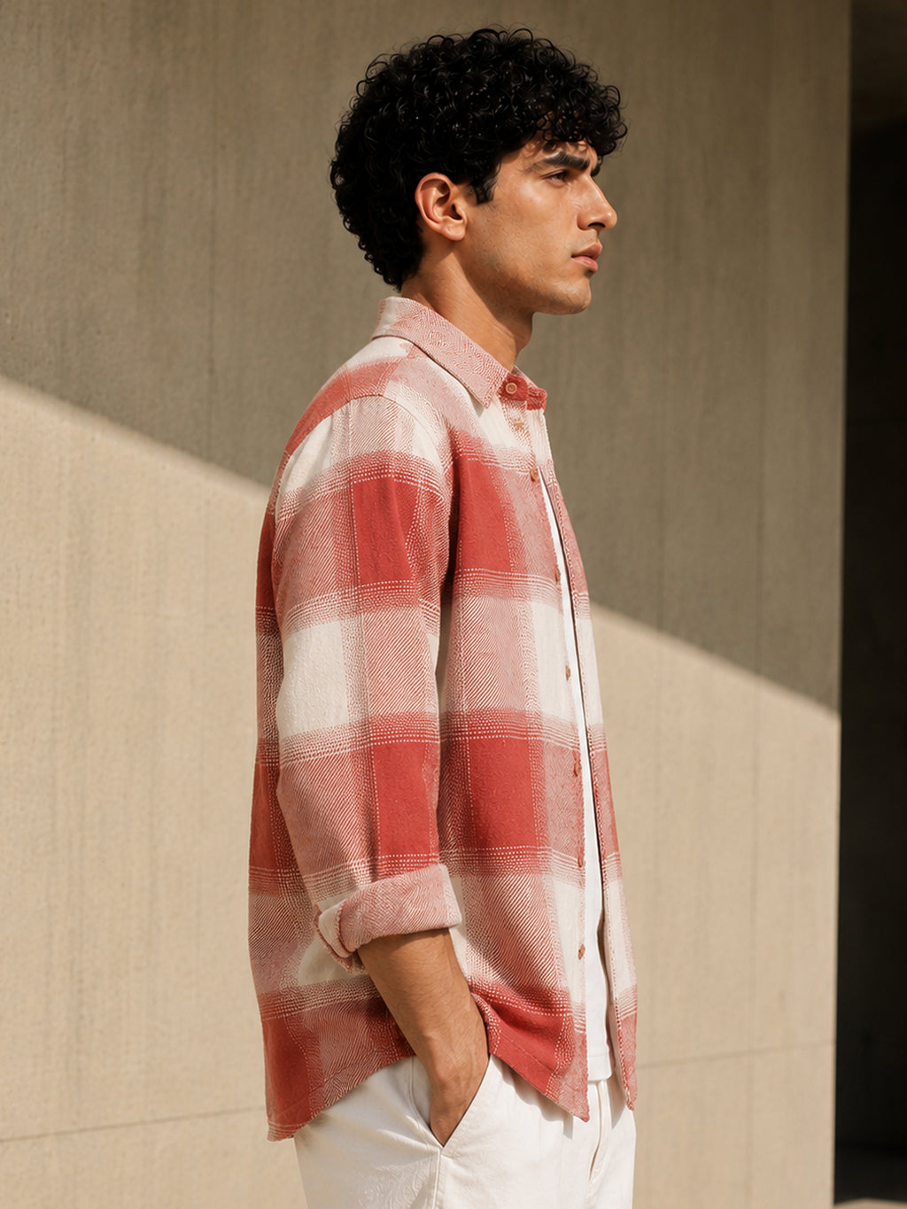 Rose & Off-White Check Flannel Overshirt