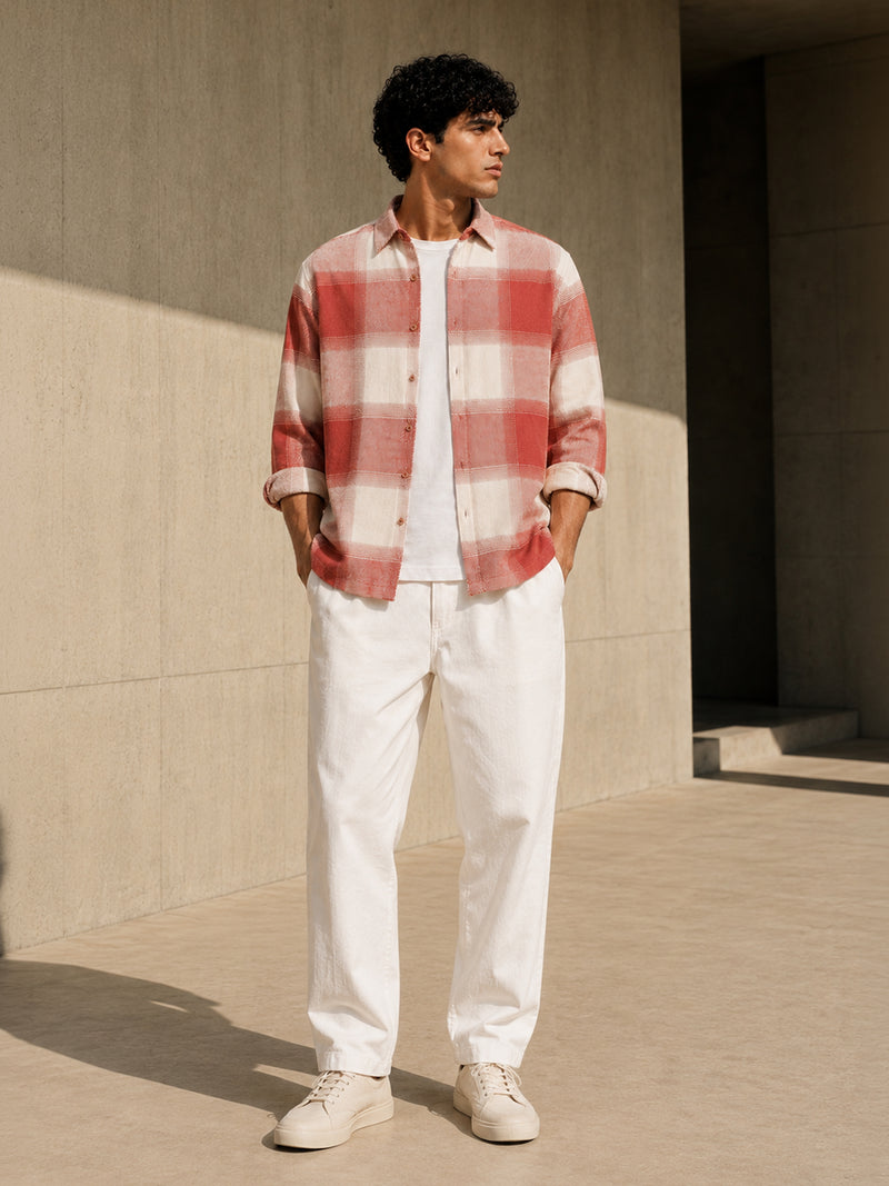 Rose & Off-White Check Flannel Overshirt