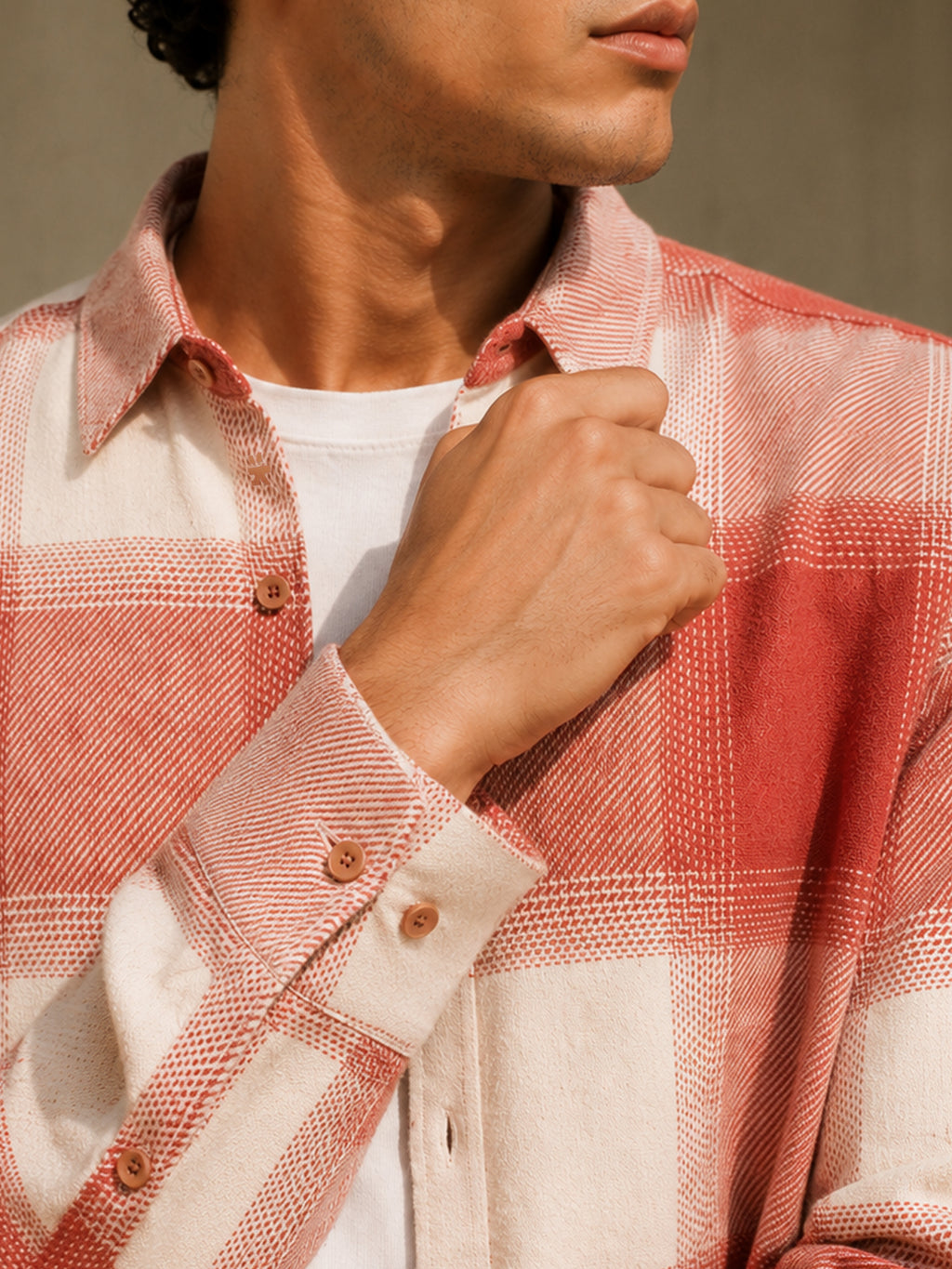 Rose & Off-White Check Flannel Overshirt