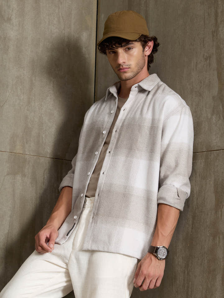 Vignette-Checkered Oversized Shirt