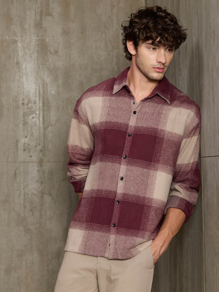 Vignette-Checkered Oversized Shirt