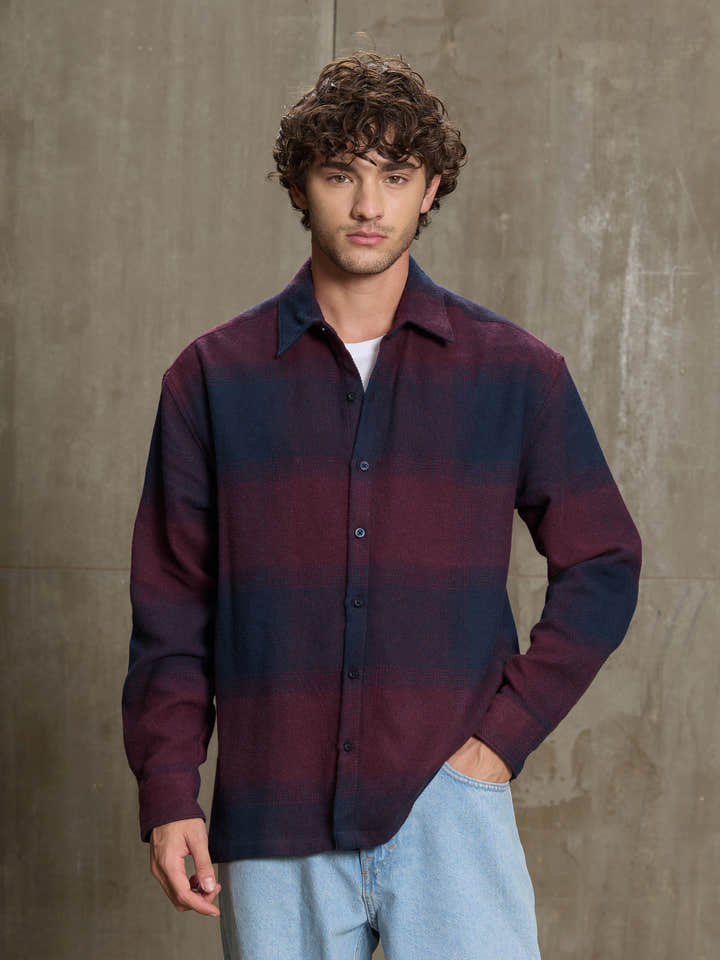 Vignette-Checkered Oversized Shirt