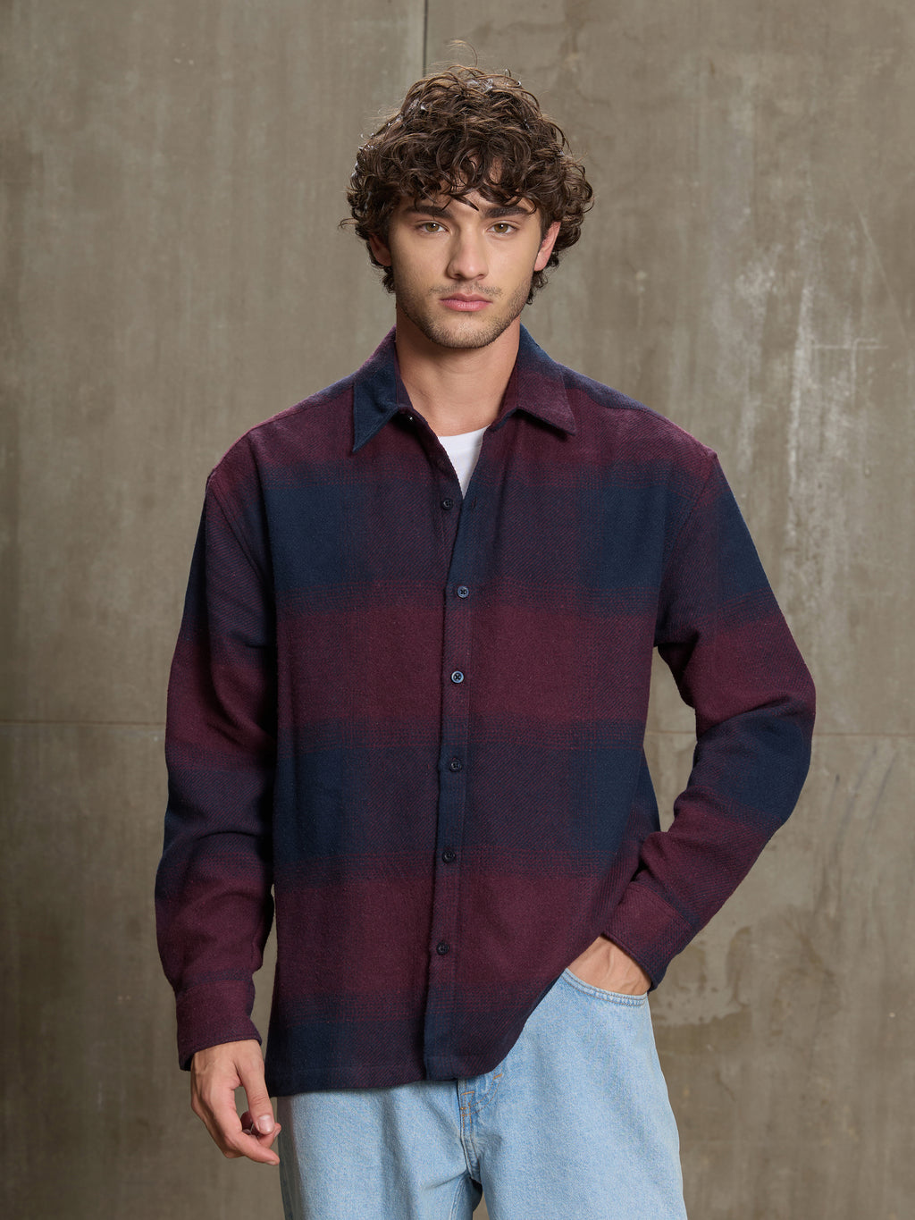 Vignette-Checkered Oversized Shirt
