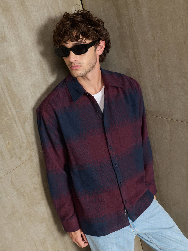 Vignette-Checkered Oversized Shirt