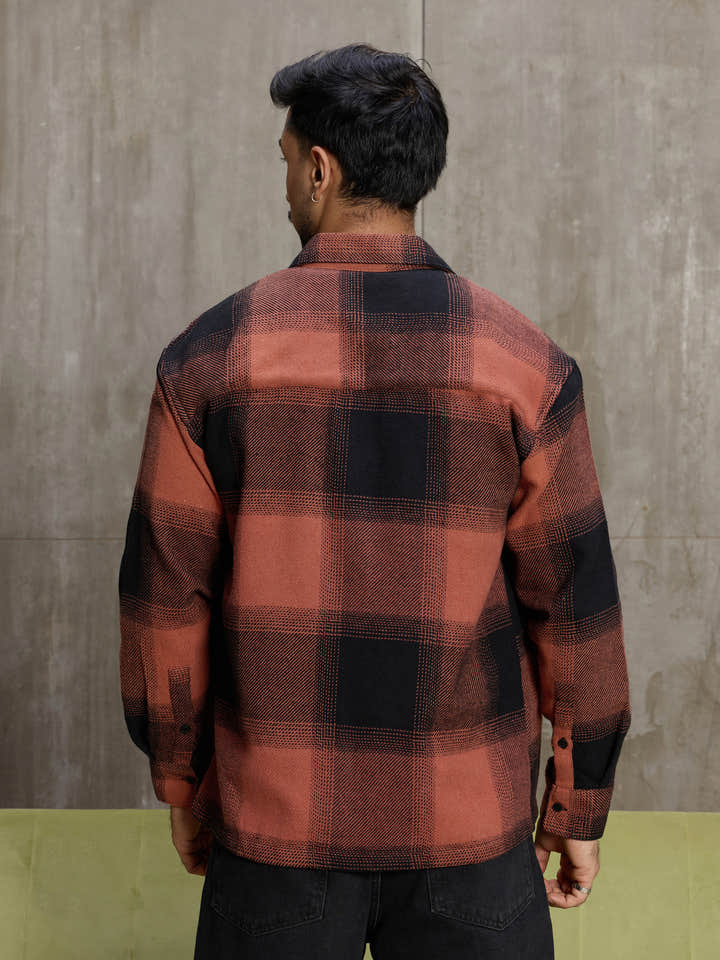 Cahoot Men's Rust Vignette Checkered Oversized Shirt - view 4