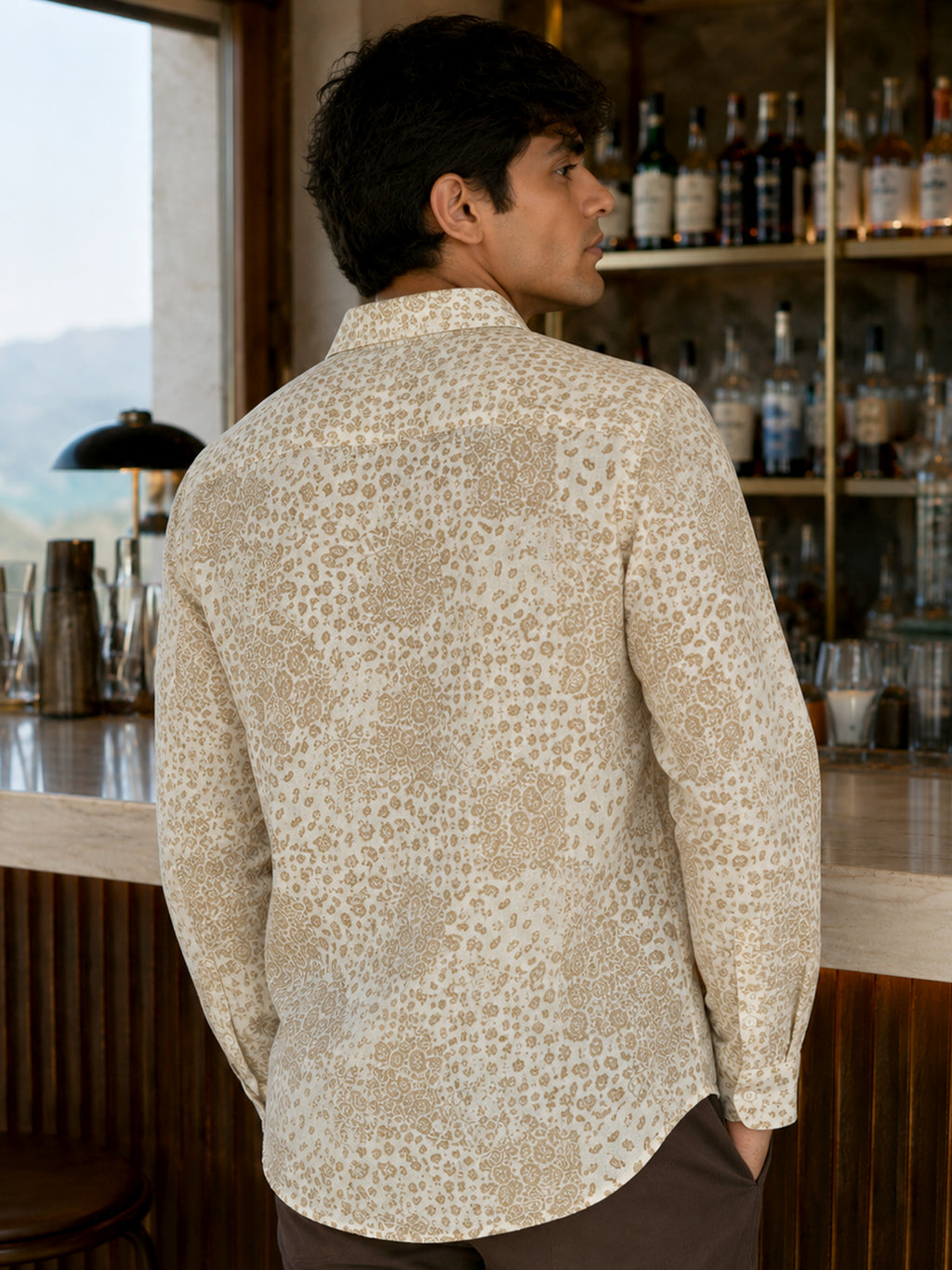 CAHOOT Men's Cream Paisley Printed Cotton Regular Fit Shirt - view 3