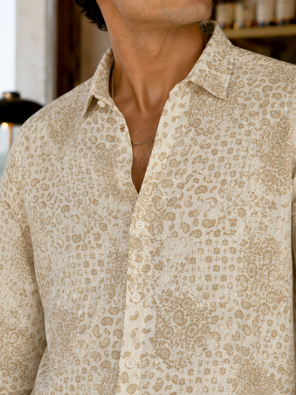 CAHOOT Men's Cream Paisley Printed Cotton Regular Fit Shirt - view 5