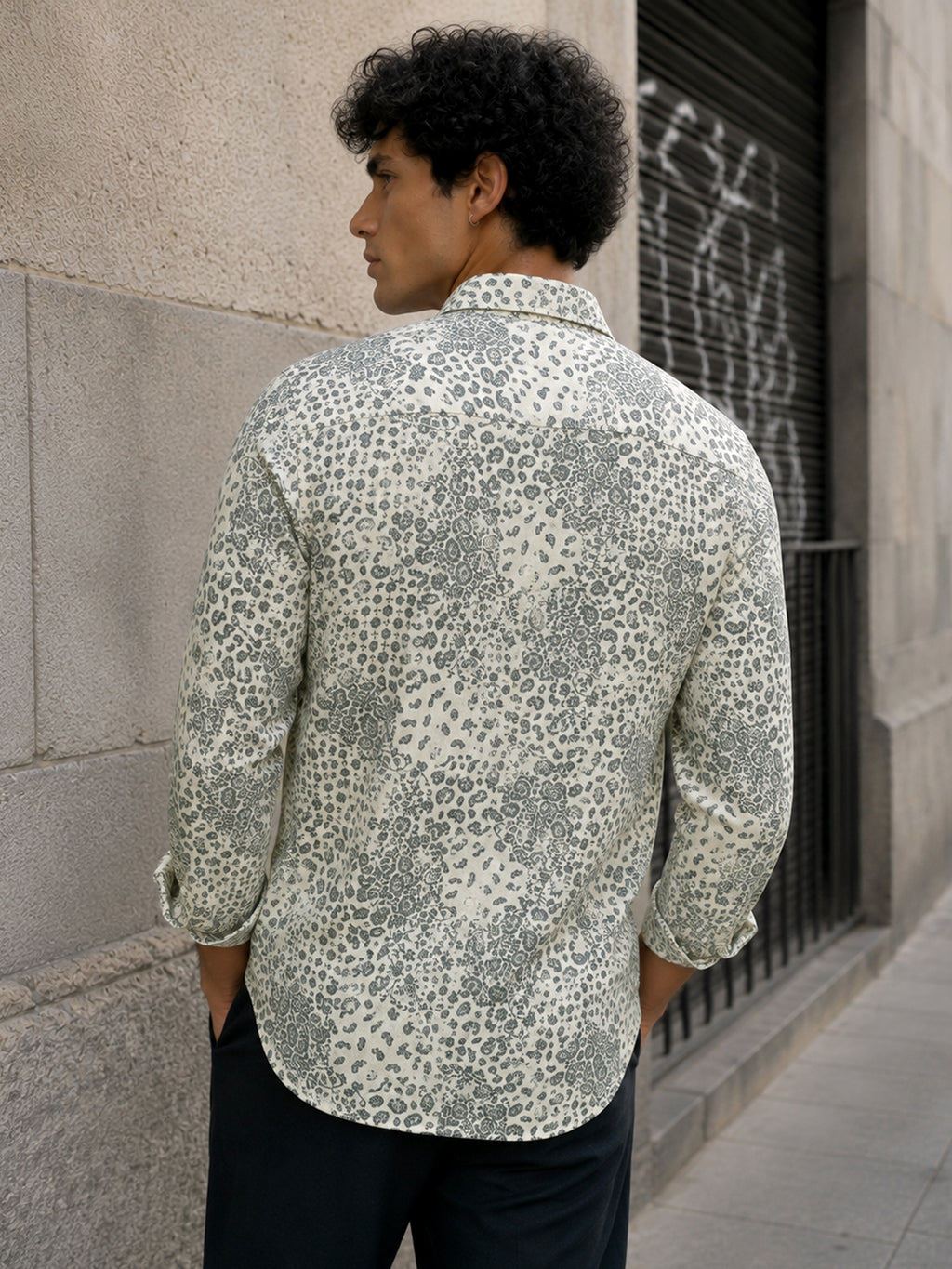 CAHOOT Men's Off-White Floral Printed Cotton Regular Fit Shirt - view 3