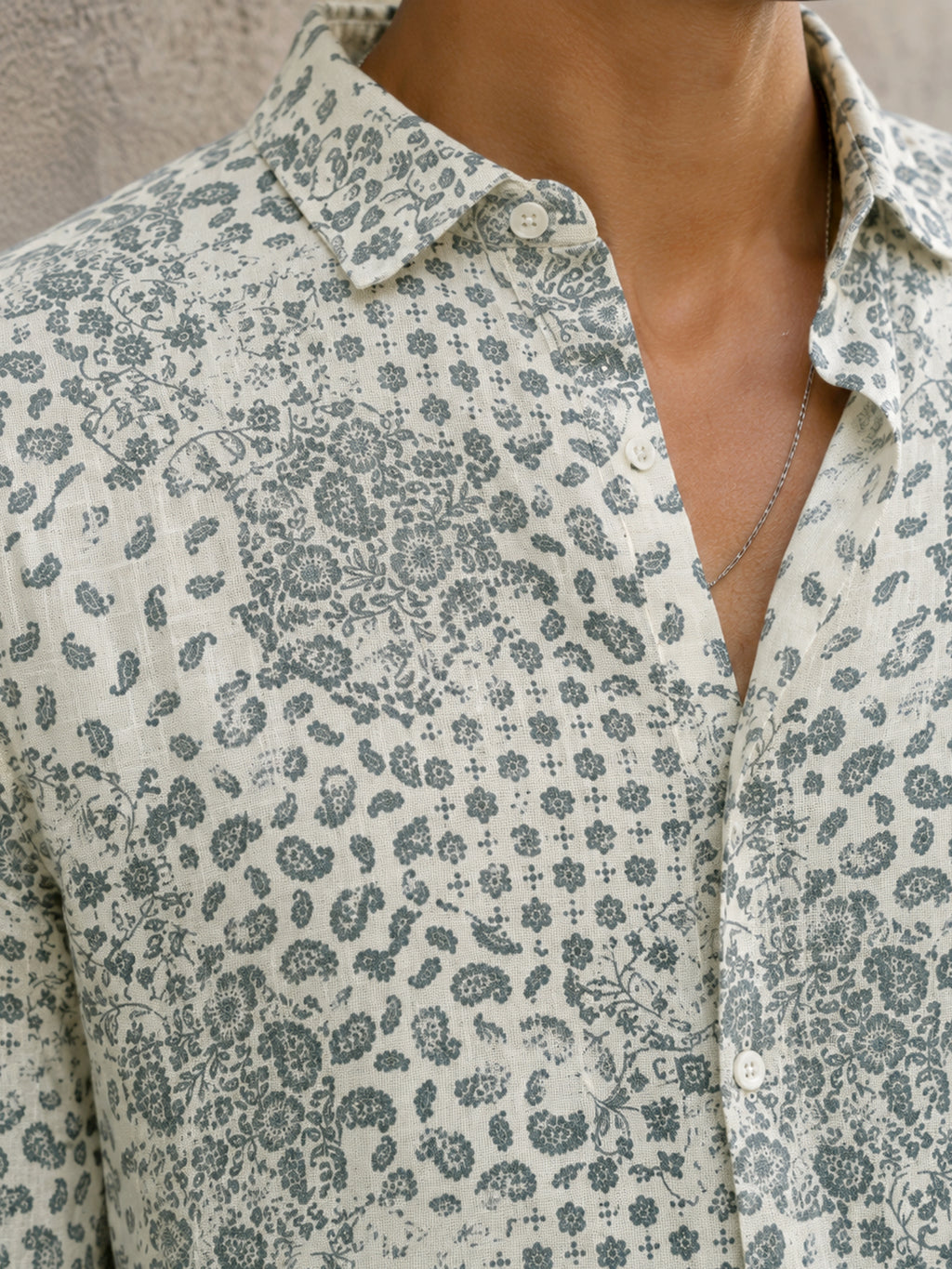 CAHOOT Men's Off-White Floral Printed Cotton Regular Fit Shirt - view 5