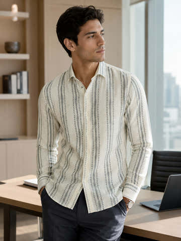Printed Stripes Cotton Regular Fit Shirt