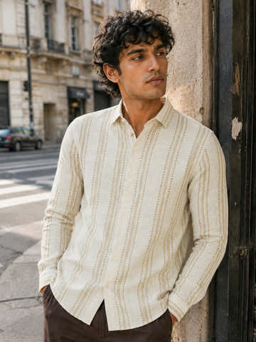 Printed Stripes Cotton Regular Fit Shirt