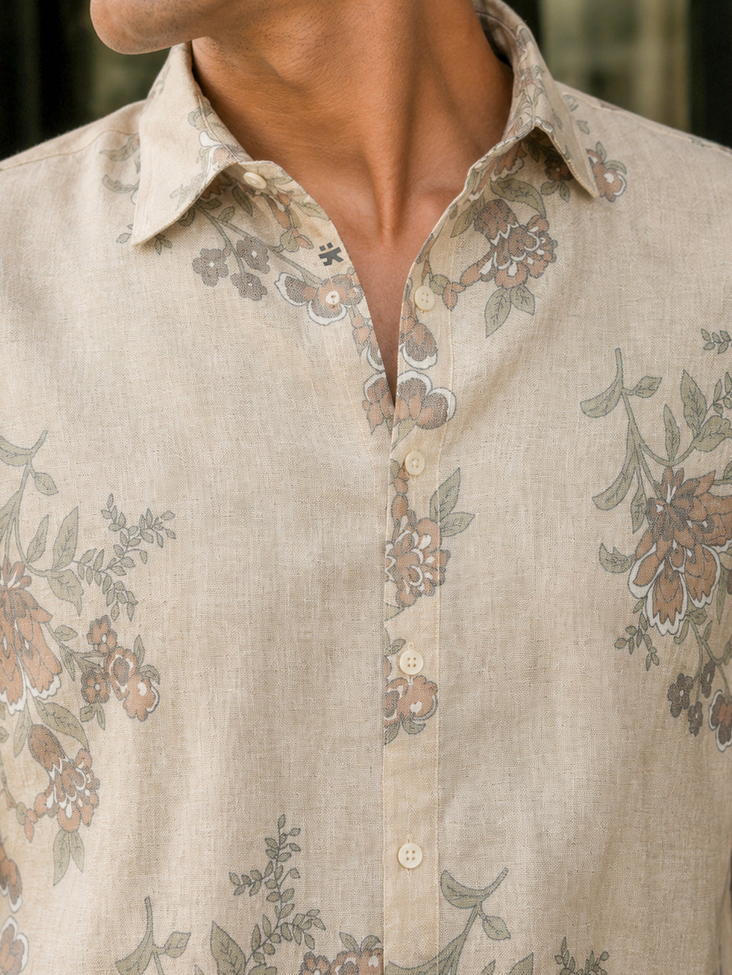 CAHOOT Men's Beige Floral Printed Rayon Regular Fit Shirt - view 5