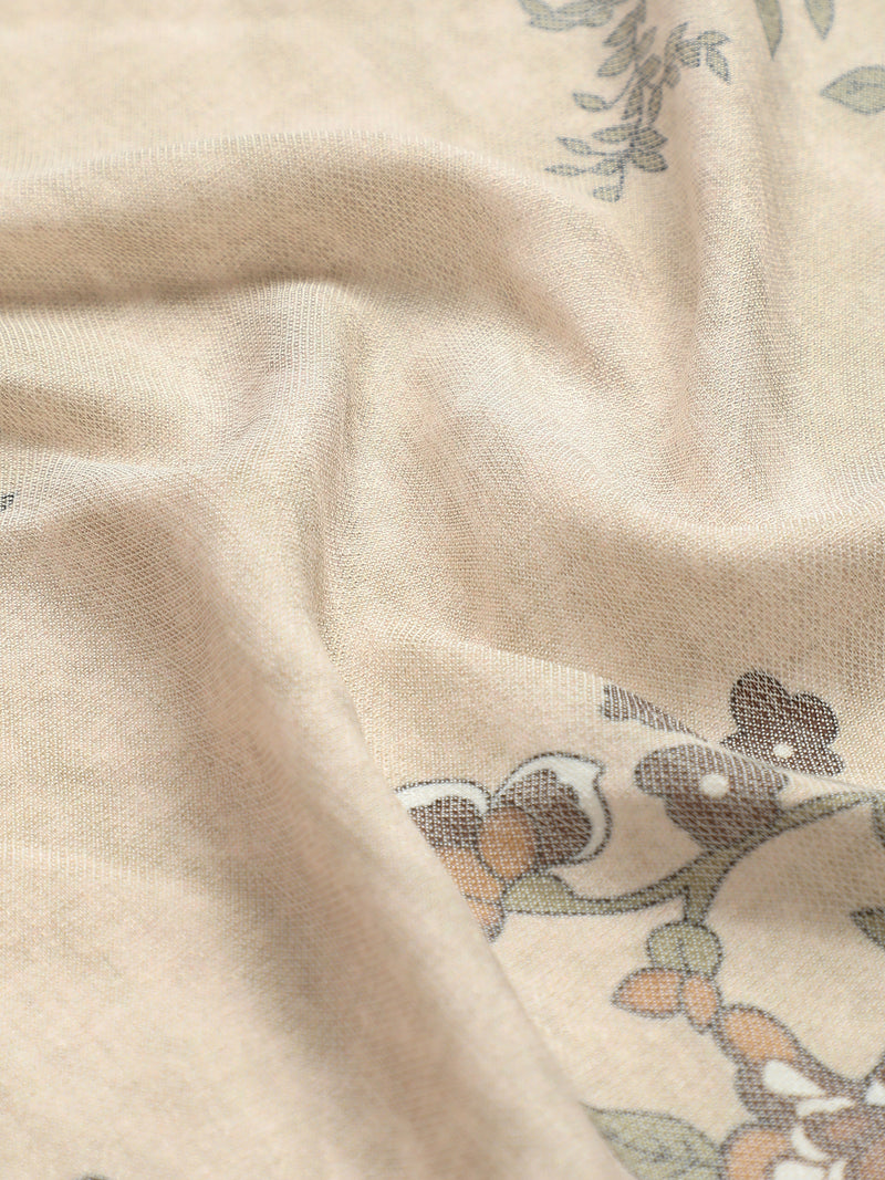CAHOOT Men's Beige Floral Printed Rayon Regular Fit Shirt - view 7