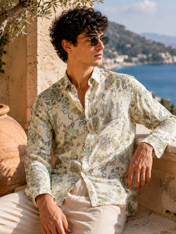 Floral Printed Rayon Regular Fit Shirt