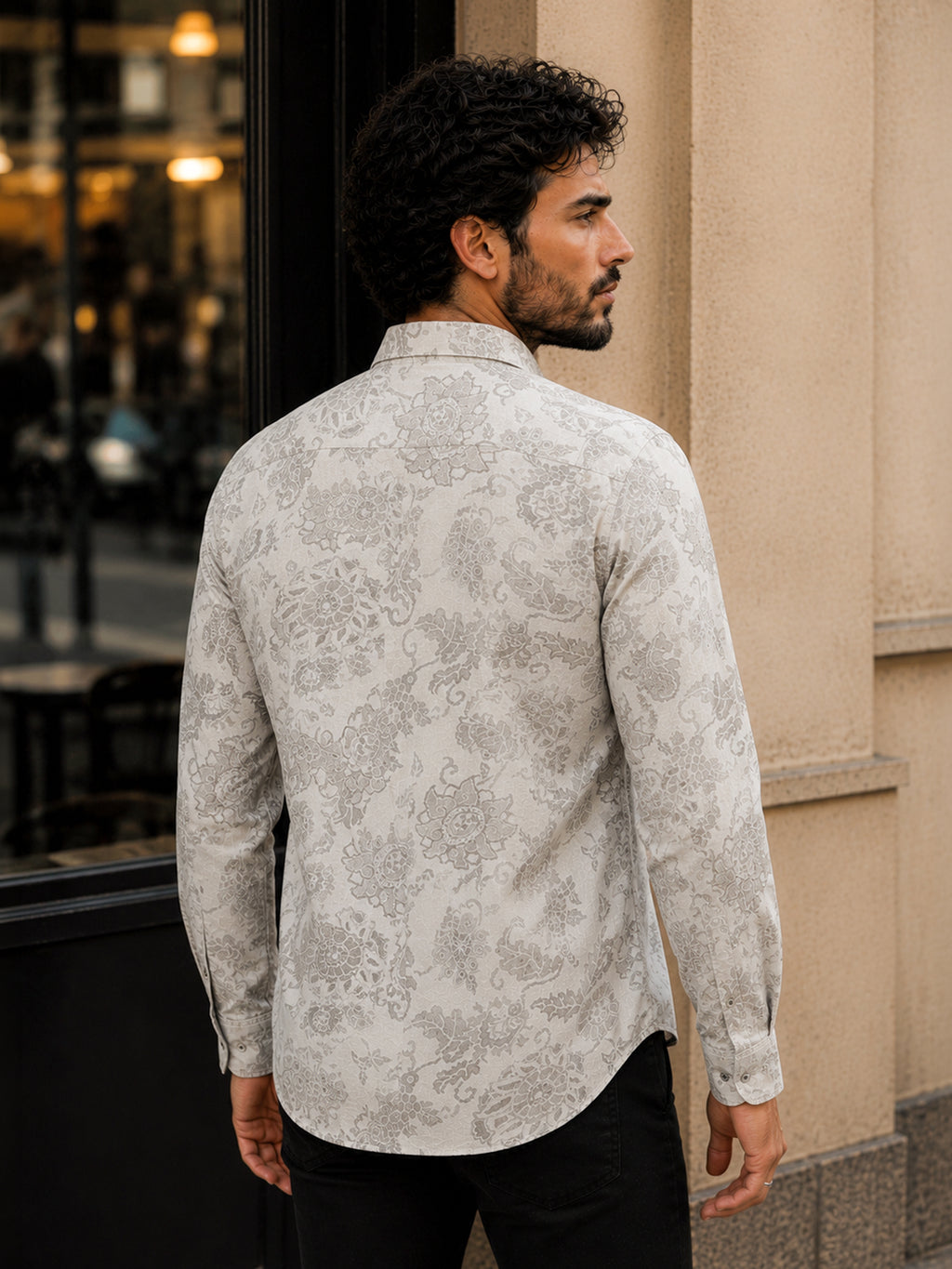 CAHOOT Men's Grey Paisley Printed Regular Fit Shirt - view 3