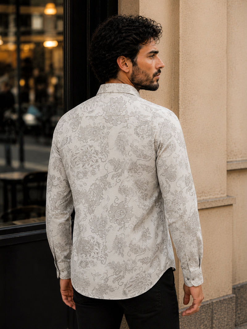 CAHOOT Men's Grey Paisley Printed Regular Fit Shirt - view 3