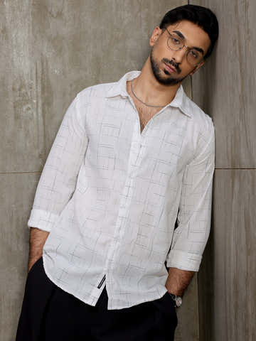 Crosshatch Printed Regular Fit Shirt