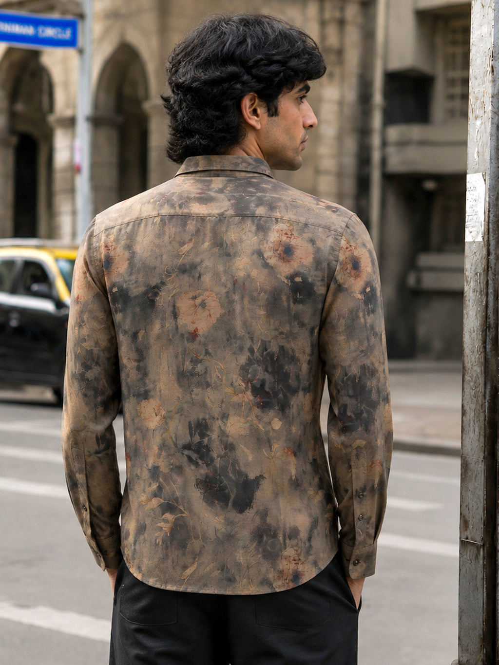 CAHOOT Men's Rust Washed Abstract Printed Regular Fit Shirt - view 3