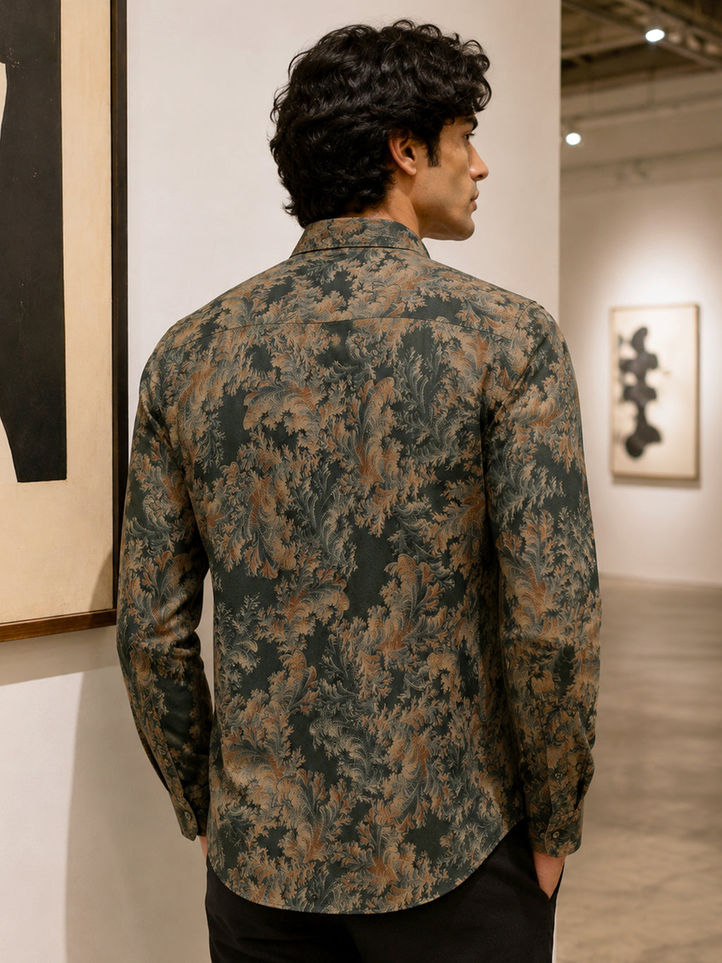 CAHOOT Men's Green Botanical Printed Regular Fit Shirt - view 3